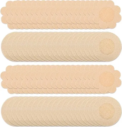 80 Invisible Nipple Shields - Disposable Nipple Shields - Nipple Shields for Women - Breathable Breast Shields - Unisex Nipple Shields - Round and Plum Shape - Off White - One Size