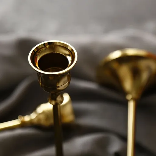 Candlestick Holders 3 Piece Vintage Design Gold Brass 18.5cm 21.5cm 24.5cm