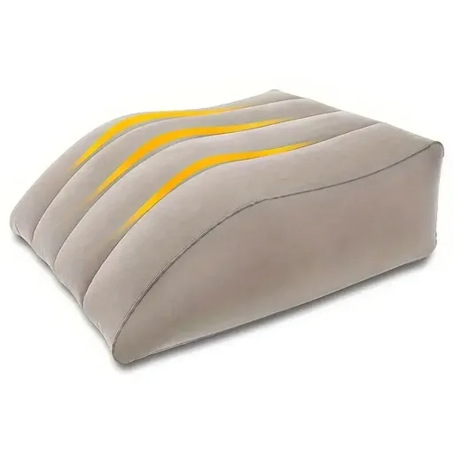 Inflatable PVC Leg Pillow Wedge Triangle Foot Cushion Flocking - Grey