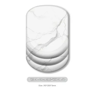 White Ergonomic Mouse Pad with 3D Silicone Gel Wrist Rest - Stylish Comfort & Support for Office & Home