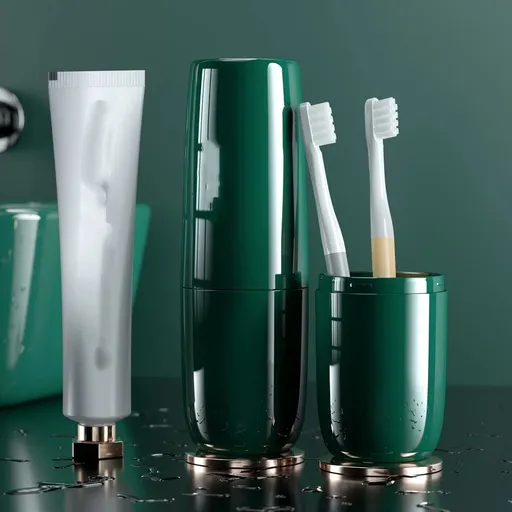 Luxury Green Toothbrush Travel Case, Portable Travel Toothbrush & Toothpaste Holder Cover Organizer Container with Mouthwash Cup for School, Camping, Business Trip, Bathroom Storage（only one mouthwash cup）