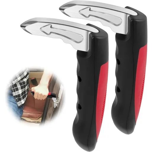 2 pcs Car Support Handles for Elderly, Emergency Hammer, Compatible with Vehicles, 12.5 x 3.1 inches, Red