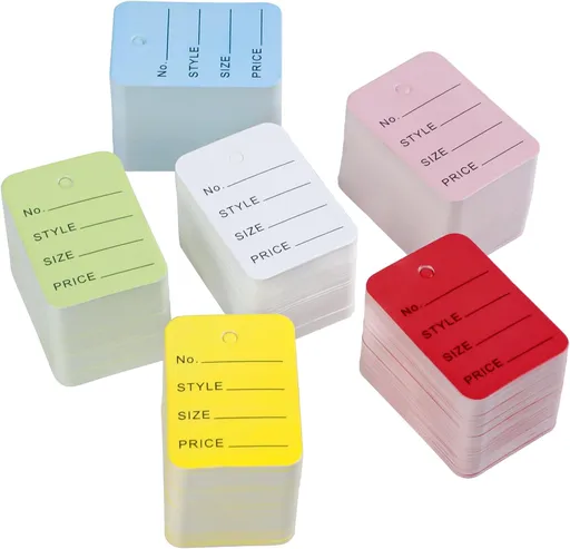 900 Pcs Unstrung Price Tags for Clothes Writable Colored Clothing Tag Without String Small Paper Tags for Pricing Hang Tag Labels for Retail Jewelry Merchandise, 2" x 1 2/5"