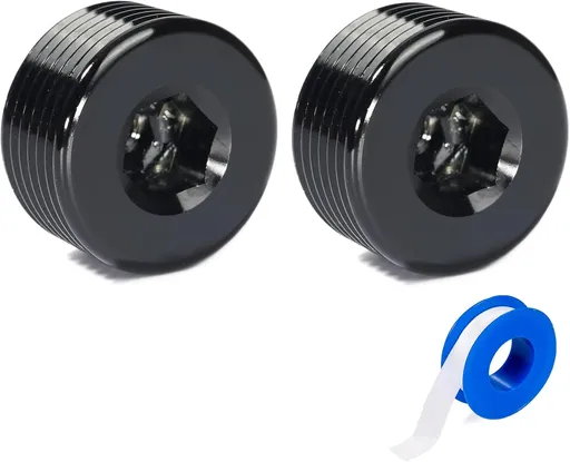3/4 NPT Male Thread Allen Head Socket Pipe Plug Fitting Aluminum Black（2pcs）