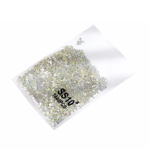1440Pcs Glitter Rhinestones Crystal Flat Clear Bottom Glass Nail Art Nail Drill - Coloured Crystal-SS10