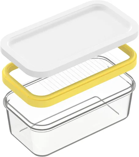 Butter Slicer Cutter with Storage Container, Stick Butter Dish with Lid for Fridge, Easy Cutting Two 4oz Sticks (Not Airtight, Small)