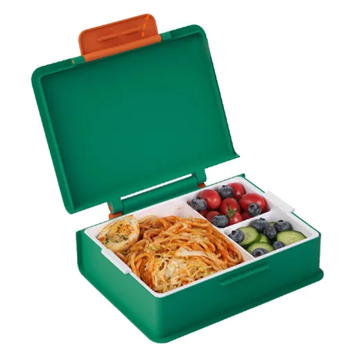 Kids Lunch Box 3 Compartments Large Capacity Cute Insulated Lunch Container for School Office Travel Green