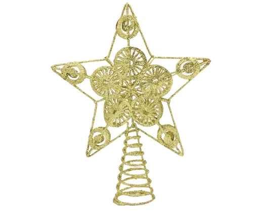 Xmas Glitter Five-pointed Star Tree Topper-Golden