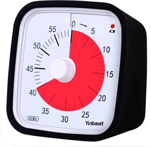 60 Minutes Visual Timer for Classrooms and Kids, Adjustable Volume, Black, 10x10 cm