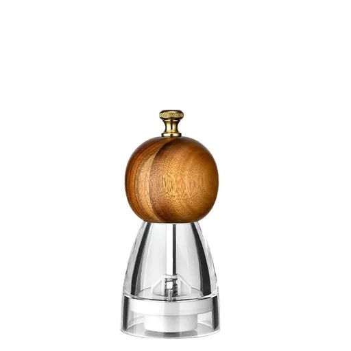 Manual Round Head Pepper Sea Salt Grinder Acrylic Acacia Wood Grinder Ceramic Core Kitchen (Size : 6 inch acacia wood round head)