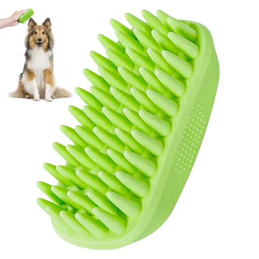 Pet Silicone Shampoo Brush for Long & Short Hair Medium Large Pets Dogs Cats,Shower Wash Curry BrushPets Dogs(Green)