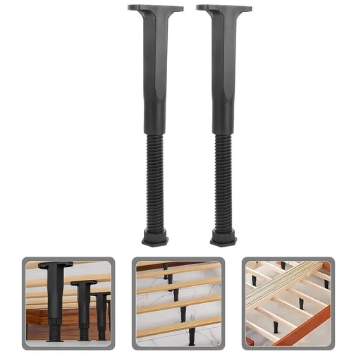 2Pcs Adjustable Black Bed Frame Center Support Legs for Home Use Furniture