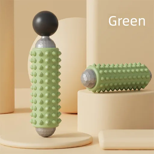 Green Portable Electric Yoga Massage Roller - Handheld Fitness Recovery Tool, Deep Tissue Muscle Relaxer & Fascia Release Stick
