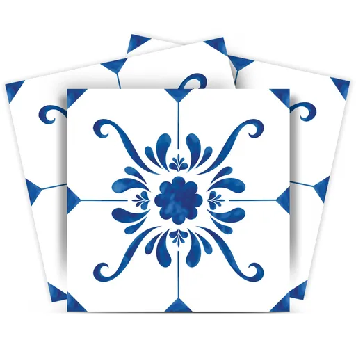 Tile Sticker Peel and Stick Easy Application – Ideal for Bathroom, Kitchen Wall Tile Decals (Blue and White, 4x4 Inch)