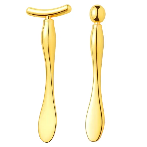 2 Pcs Metal Eye Cream Applicator Face Roller Massager Tool,Eye Massage Wand Stick Women Facial Massager for Reducing Puffiness
