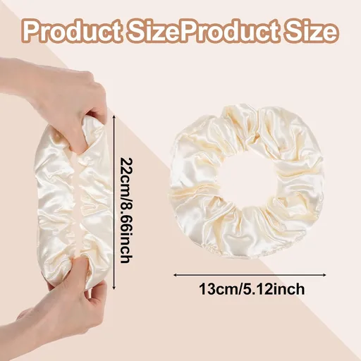 3PCS Large Satin Hair Scrunchies, Oversized Thick Elastic Satin Scrunchie for Women Girls Fluffy Ponytail Holder Curls Hair Silk Sleepy Tie(Black, Brown, Champagne)