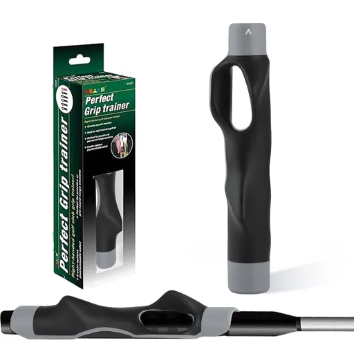 Golf Grip Trainer for Right-Handed Players – Correct Hand Position Tool with Non-Slip Rubber, Fits Most Clubs (Grey)