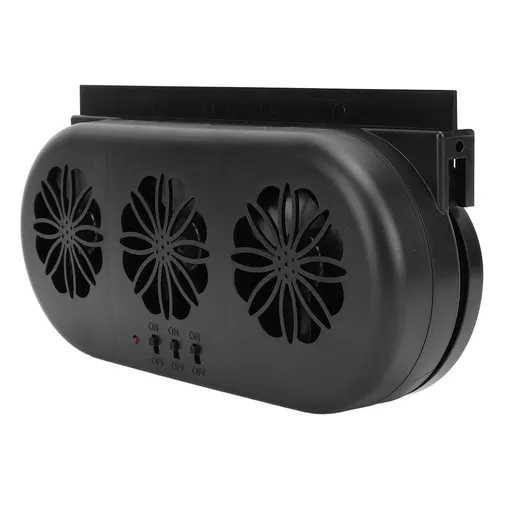 Solar Powered Car Exhaust Fan 5000RPM Air Circulation Vehicle Cooling Vent Fan with USB Interface Black