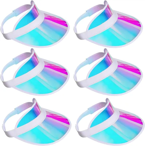6 Pack Sun Visor Hats Cap Sports Visors Beach Tennis Golf Headwear for Women Men