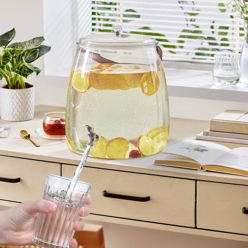 Beverage Dispenser, Cold Drink Dispenser with 0.8-Gallon Capacity Plastic Jug, Beverage Jar with Leak-Proof Spigot & Lid, Great for Parties, Weddings & More