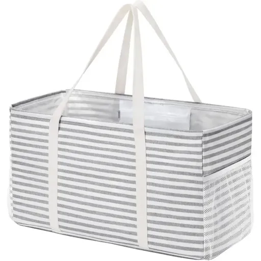 Foldable Shopping Tote with Metal Frame, 46 L