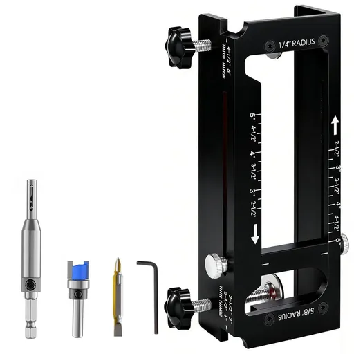 Aluminum Alloy Door Hinge Installation Locator Jig with Adjustable Sliding Blocks for Woodworking Door Fitting, Routing, and Screw Hole Positioning (Black)