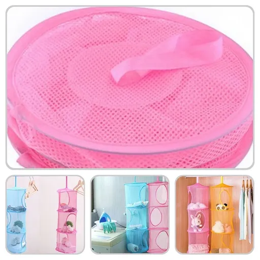 Pink Multi-Layer Hanging Storage Bag for Closet and Wardrobe Organization