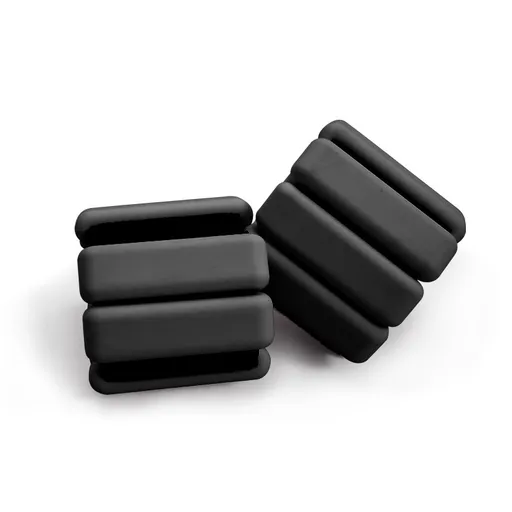 Black Adjustable Silicone Wrist & Ankle Weights - 2lb Pair (900g) | Comfortable Fitness Resistance Bands for Workout, Running, Training