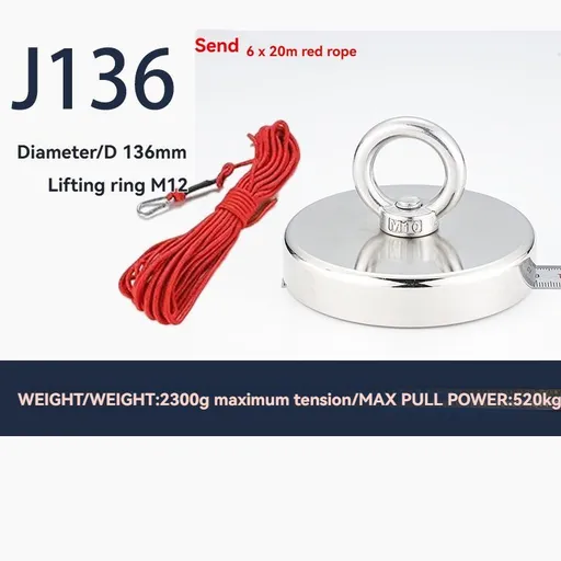 neodymium fishing magnet, N52 magnet, magnet fishing kit, deep sea magnet, river magnet fishing, Sera Phina magnet, strong magnet for fishing, Australian magnet fishing gear - Silver - Size J136-20R