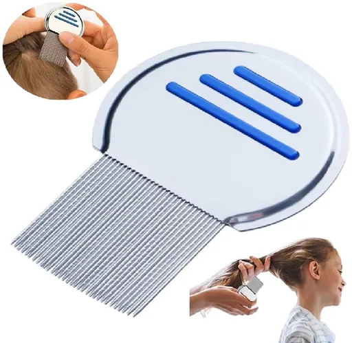 Lice Comb for Child & Pet | Lice Brush | Flea Comb | Nits Comb | Dust Comb | Lice Remover | Stainless Steel | Blue