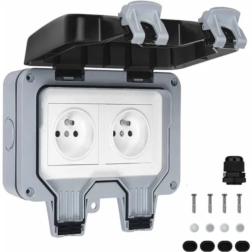 Waterproof Socket Double Outdoor Power Socket IP66 Waterproof Wall Socket 16A