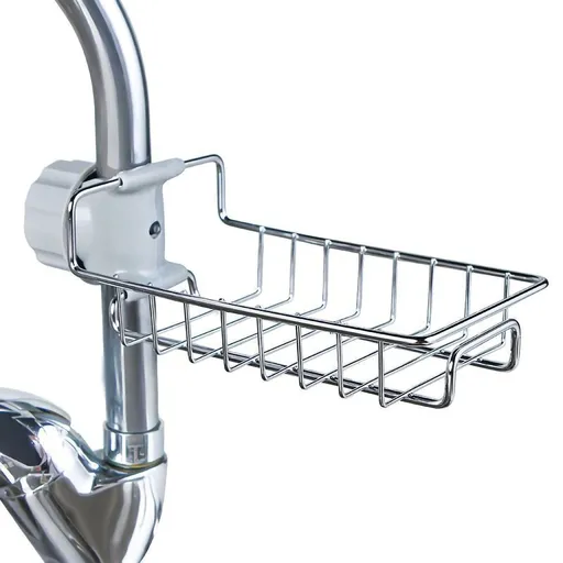 Hanging Faucet Drain Rack Organized Storage Hollow Out Breathable Stainless Steel Sink Rack for Kitchen Monolayer