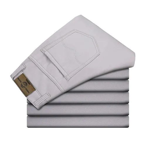 Tao Shang Pai Mens Cotton Chinos Straight Trousers Light grey 33