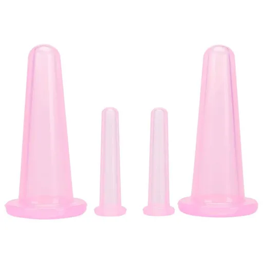 4 Pieces Facial Cupping Therapy Set Anti Cellulite Silicone Vacuum Cupping Cups for Face and Eye Cupping Massage (2 Small + 2 Large)