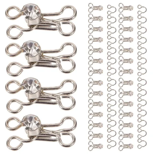 20Pack Jeans Hooks Pant Hooks for Waist for Women Silver Fastening Sewing Crafting Pants