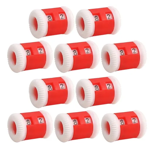 10Pcs Red Plastic Knit Row Counters for Knitting Crochet Stitch Counting Tool