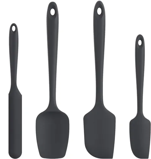 Silicone Spatula Set with 600 Degrees Fahrenheit Heat Resistant (Black)