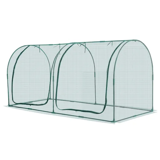 Crop Cage, 2.48 x 1.2 x 1.2 m Plant Protection Tent with Zippered Door, Wind-Resistant Tall Crop Cage, Easy to Install, Outdoor Raised Bed Cover with Frame, Plant Netting for Garden Patio Lawn