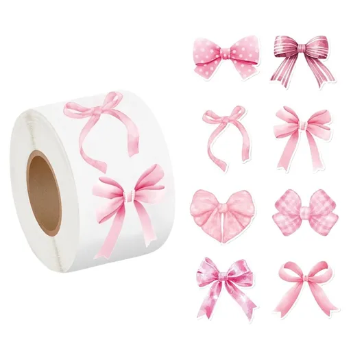 500 Pcs Scrapbooking Sticker Pink Bows Seal Sticker Decal Gift Box Sticker Decorative Sticker for Notebook Decoration