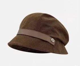 Buckle Decor Corduroy Bucket Hat, Adjustable 56‑58cm, Christmas & Halloween Warm Outdoor Headwear, Retro Casual Bucket Cap, Nice Holiday Present