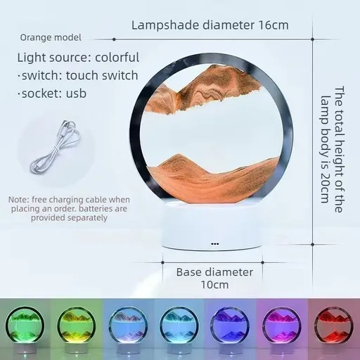 Creative 3D Sand Art Night Light, Multi-Color Touch-Sensitive Dimmable Desktop Ornament, USB/Battery Dual Power Supply, Multiple Colors Available, Home Decor & Birthday Gift - Gold