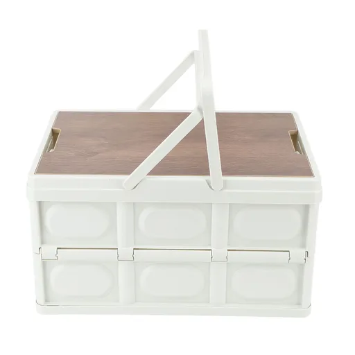 Camp Box Outdoor Camping Portable Storage Box with Handle Removable Foldable Camping Portable Wooden Lid Storage Box S