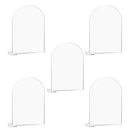 Transparent Acrylic Wedding Table Number Holders - 5-Pack Blank Arched Sign with Stand