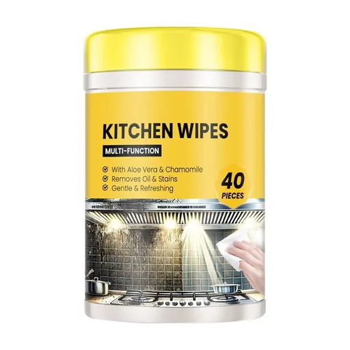 Kitchen Wet Wipes,Disposable Grease and Oil Cleaning Cloths for Stovetops Countertops and Kitchen Surfaces,40 Pcs,5.0x3.2x3.2in