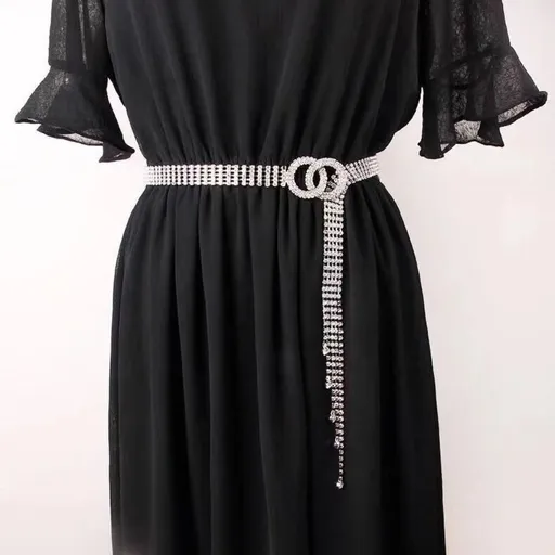 Crystal Waist Belt for Women Rhinestone Chain Belt O-Ring Waistband Belt for Dress Full Diamond Belt Ladies