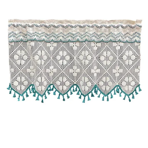 Vintage countryside cotton thread hook flower lace cabinet curtain door curtain partition window kitchen cabinet half curtain short curtain（150*50cm）