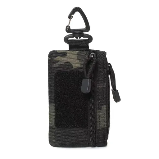 Black Camo Zipper Waist Storage Bag, Portable Belt Pouch for Daily & Outdoor Use, Multi‑Purpose Organiser for Small Belongings, Black Camouflage, Christmas Halloween Casual Outdoor Gift