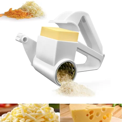 Cheese Grater Hand Crank, Cheese Grater with Handle, Parmesan Cheese Grater, Handheld Rotary Cheese Grater, (Black)