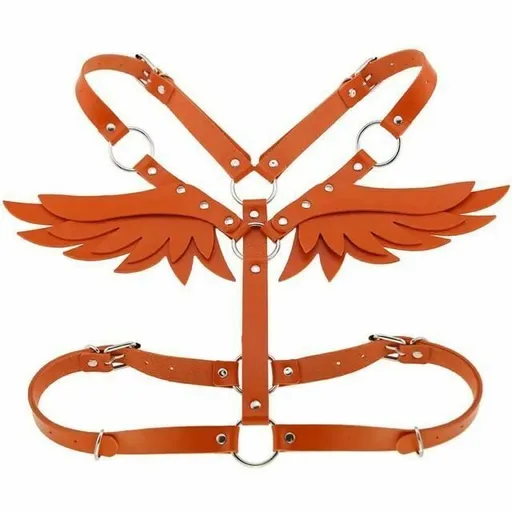 House Of Dasein Angel Wings Body Harness 16 Colours Bondage Fetish Clothing Bdsm - Orange