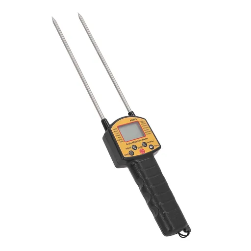 Grain Humidity Meter Digital LCD Display Grain Humidity Tester with Double Probe for Rice Wheat Corn Bean Voice Prompt English Version